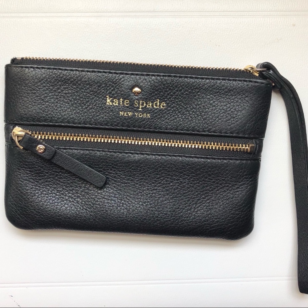 Kate Spade Black Leather Wristlet Wallet